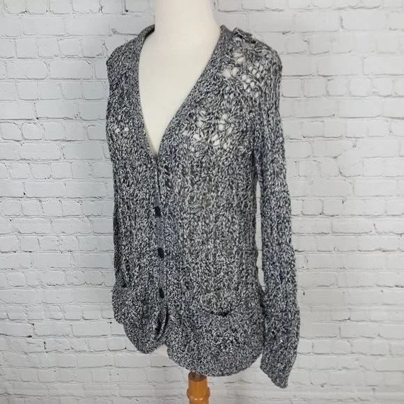 Elizabeth and James Gray Loose Knit Cardigan Sweater - Picture 2 of 11